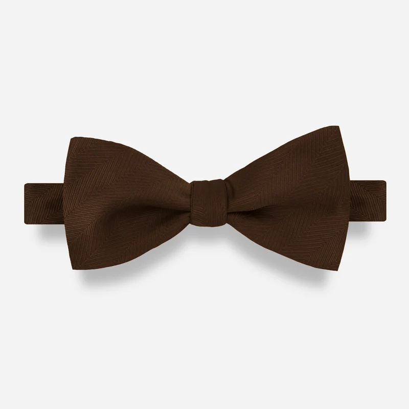 Herringbone Vow Chocolate Brown Bow Tie