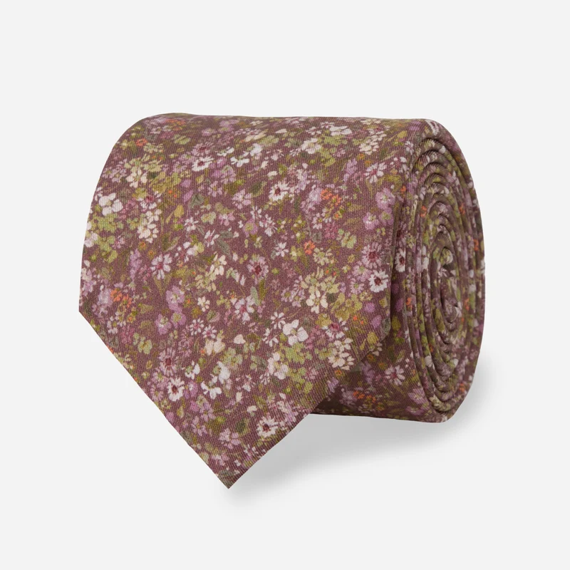 Kelly Ventura x The Tie Bar Perennials Floral Vintage Mauve Tie
