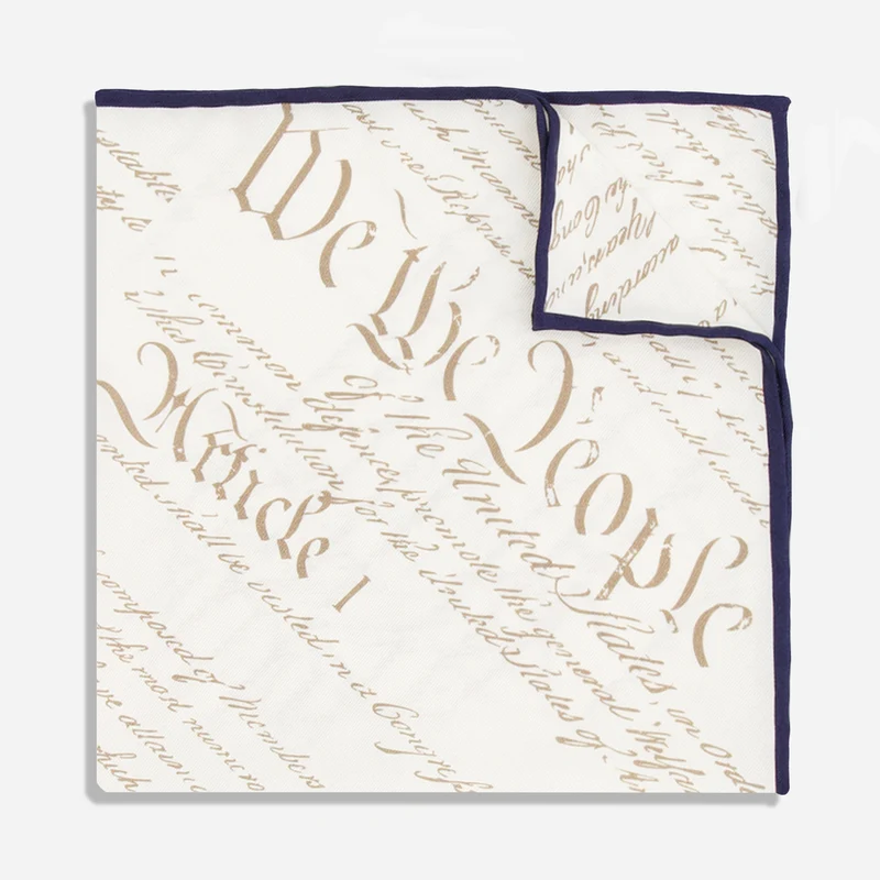 We The People White Pocket Square