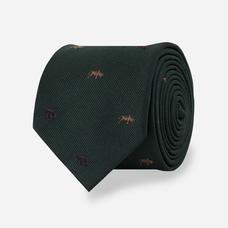 Bull and Bear Hunter Green Tie
