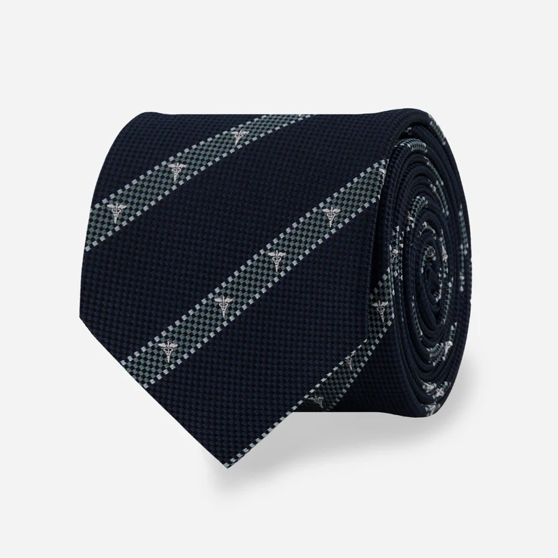 Caduceus Stripe Navy Tie