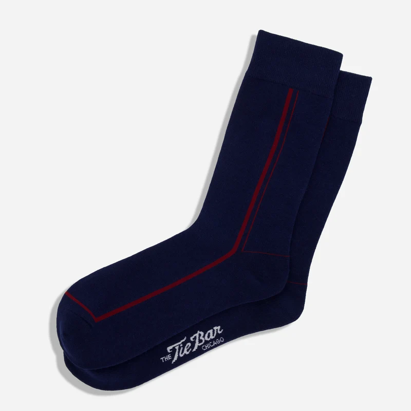 Club Stripe Navy Dress Socks