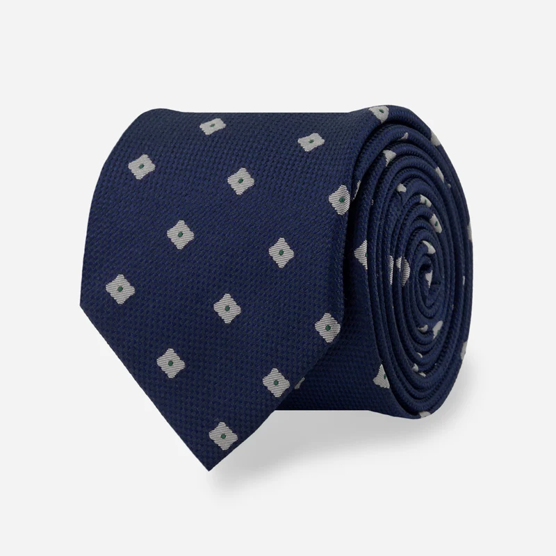 Square Dot Foulard Navy Tie