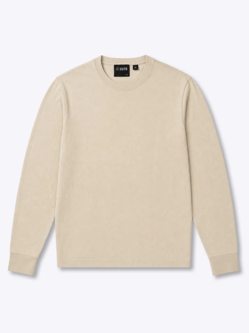 Riviera Luxe Knit Crewneck Long Sleeve Tee | Sand Dune Signature-Fit