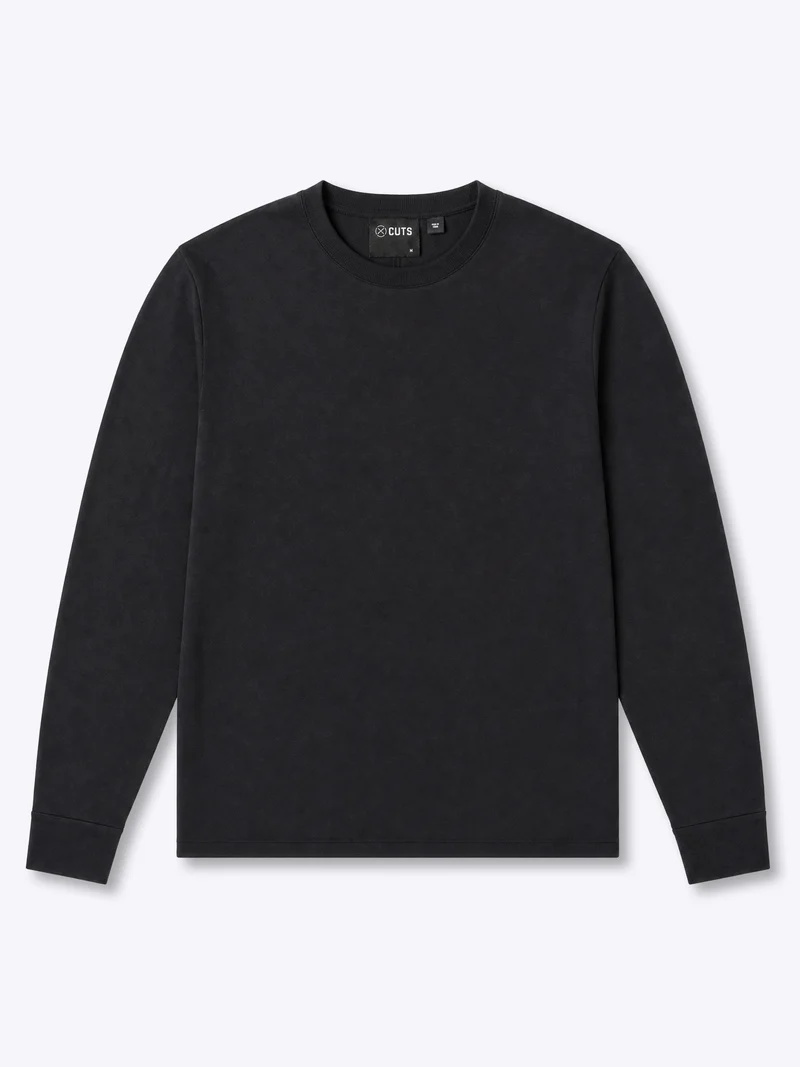 Riviera Luxe Knit Crewneck Long Sleeve Tee | Black Signature-Fit