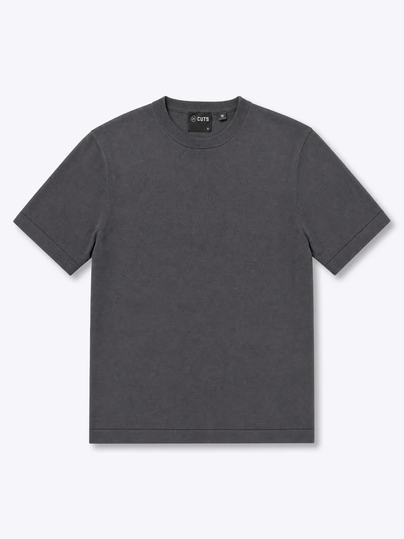 Riviera Luxe Knit Crewneck Tee | Dark Heathered Grey Signature-Fit