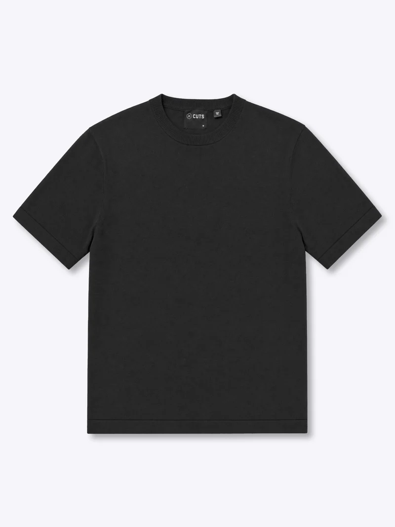 Riviera Luxe Knit Crewneck Tee | Black Signature-Fit