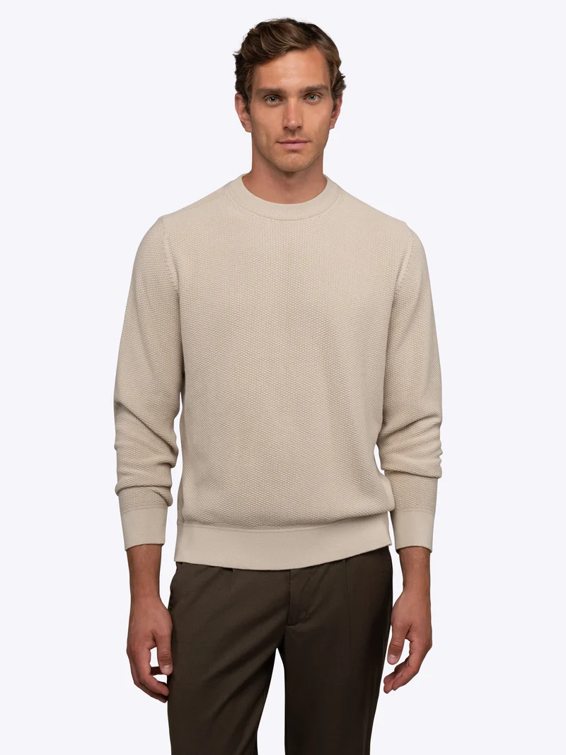 Palisade Textured Knit Crew Sweater | Sand Dune Classic-Fit