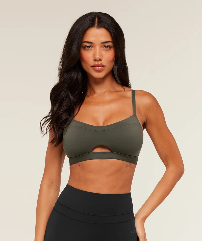 Gymshark Balcony Peekaboo Sports Bra - Strength Green