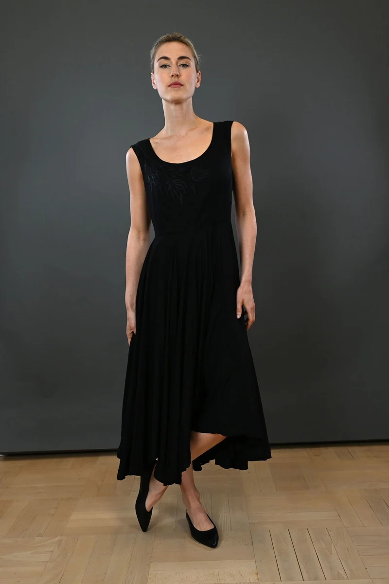 Embroidered Dress with a Double-Circle Skirt