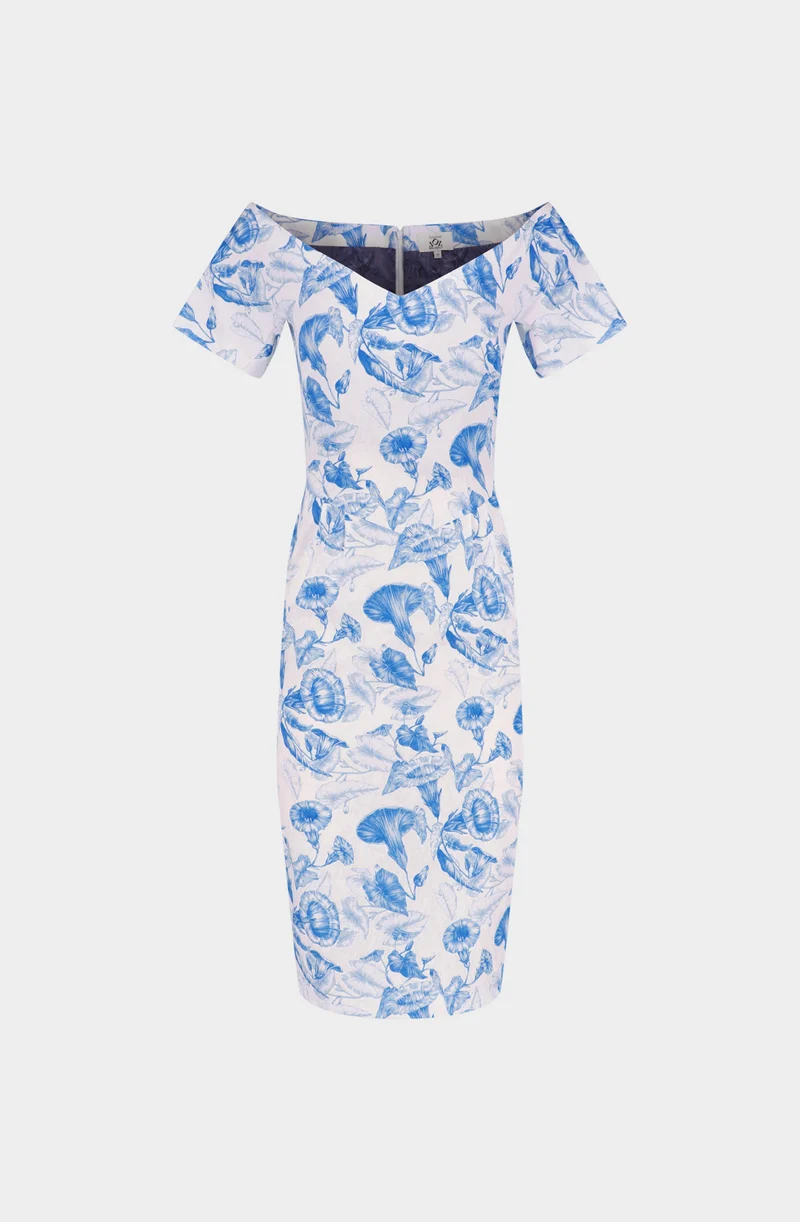 Blue trumpets pen cotton dress
