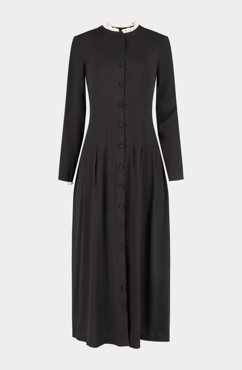 Viscose long dress with lace