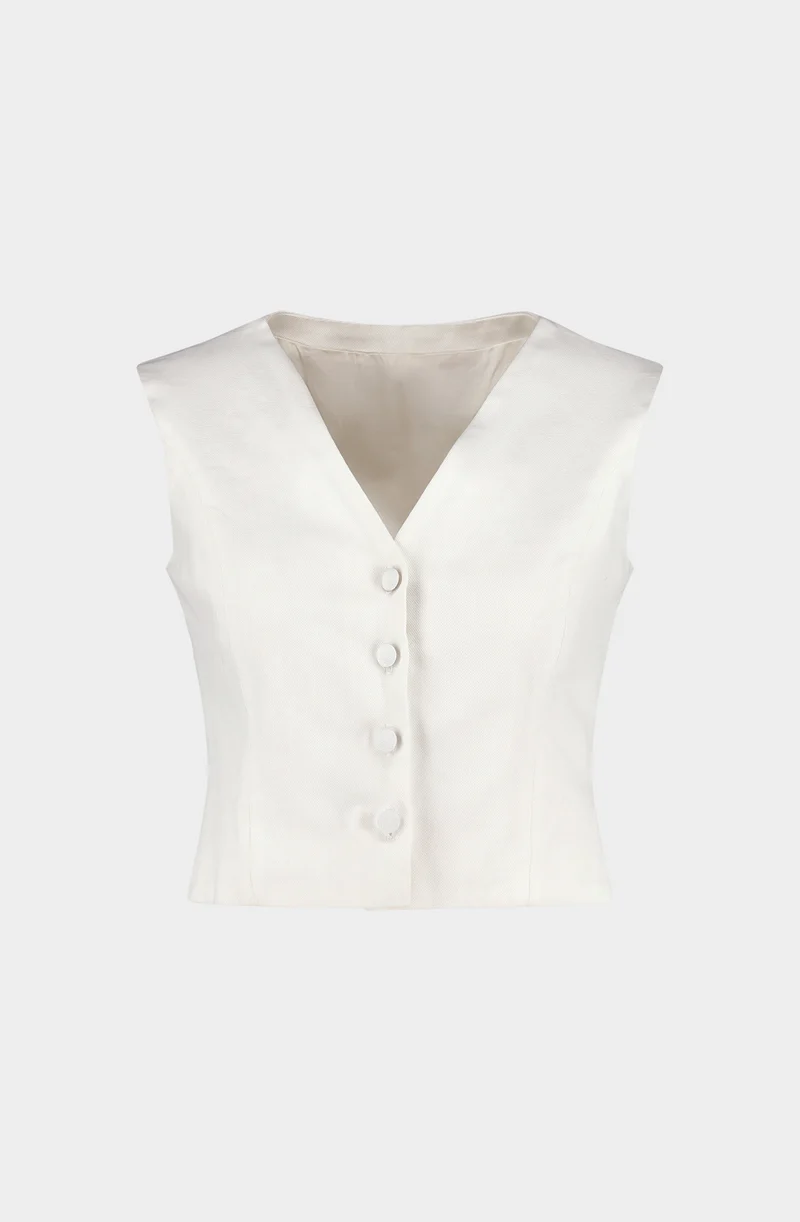 Gabardine white waistcoat