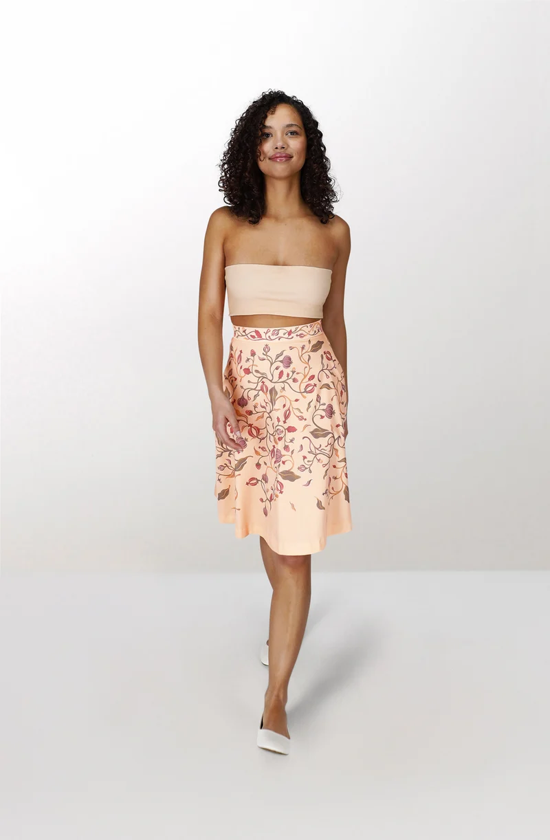 Organic cotton cream knee skirt