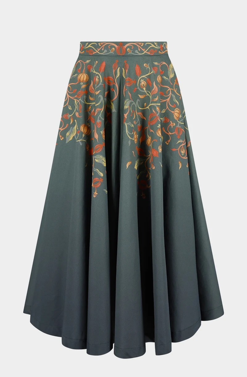 Organic cotton green long skirt