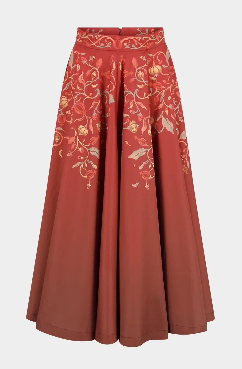 Organic cotton red long skirt