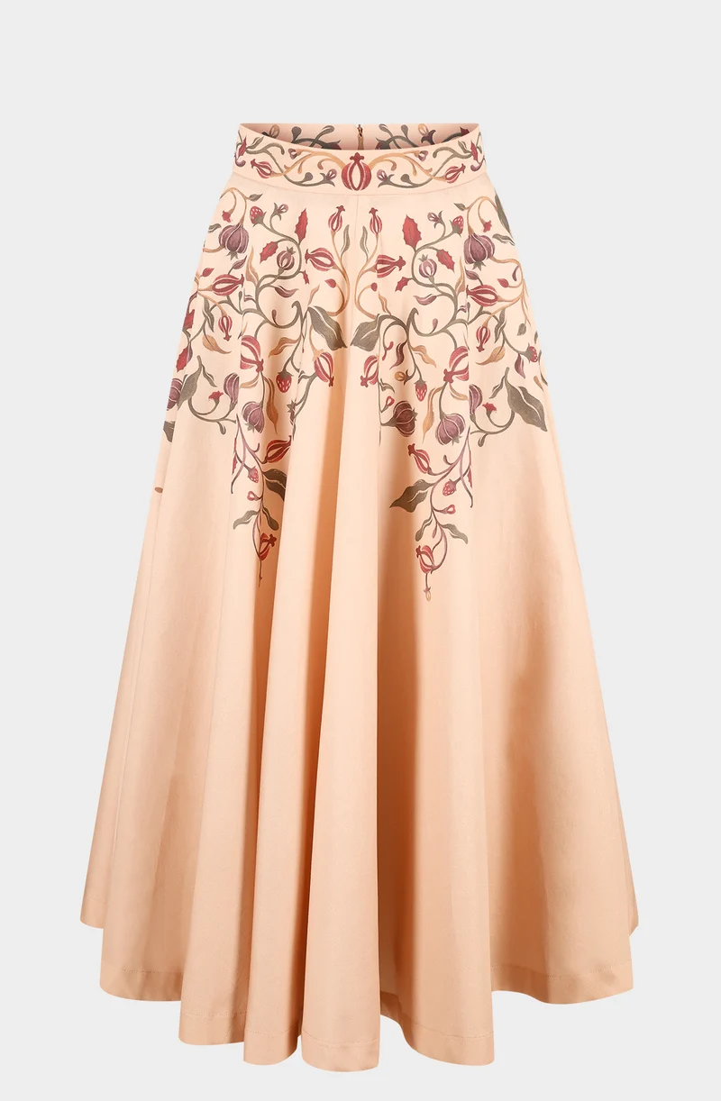 Organic cotton cream long skirt