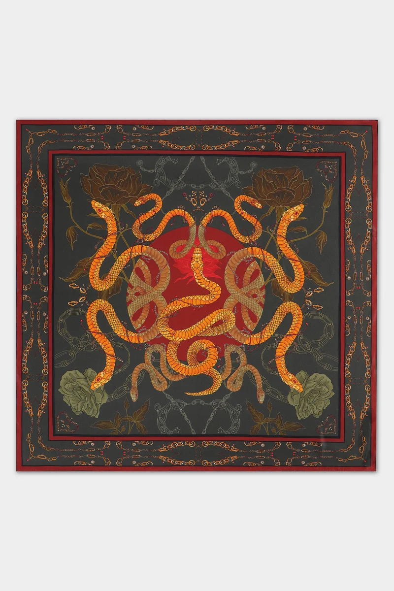 Silk scarf 90 with snakes