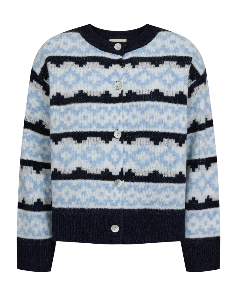 Alpa Cardigan fra Freequent – blå/offwhite