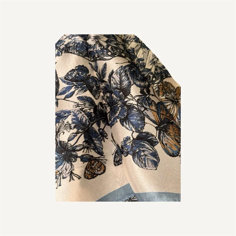Silke Skjerf Jeans blå Blomster