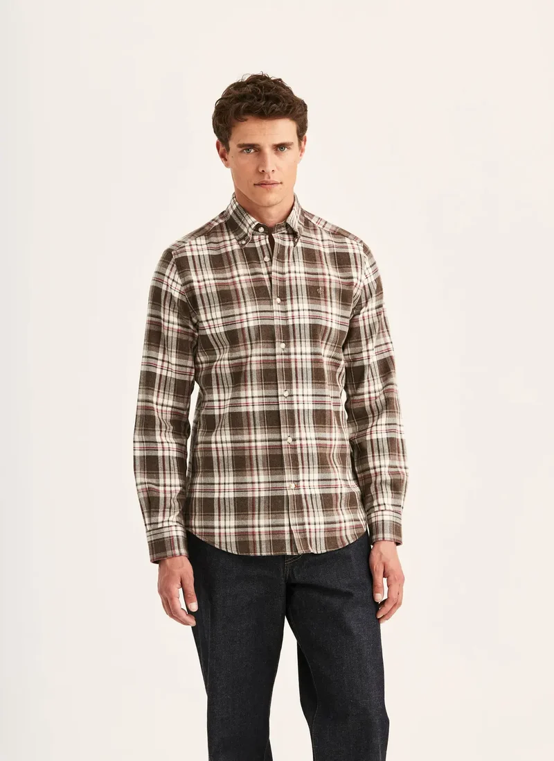 Happy Flannel Check Shirt-Classic Fit - 80 Brown