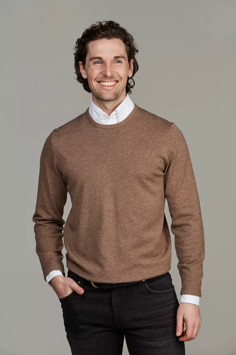 CREW NECK SWEATER E-PATCH - DARK BEIGE 62
