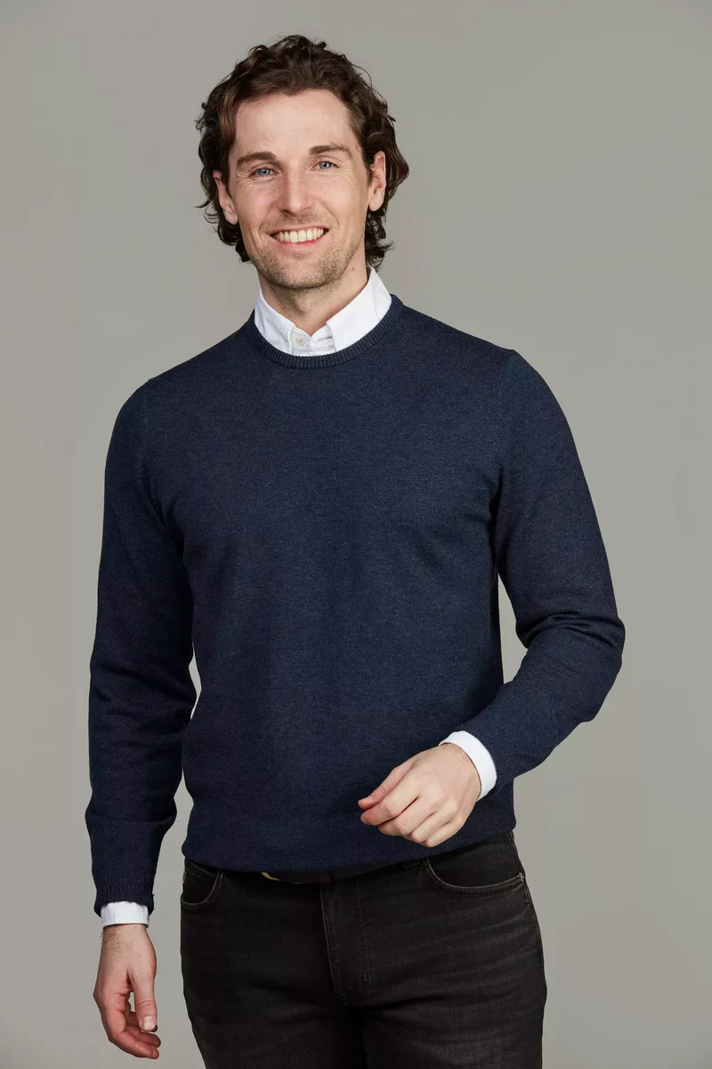 CREW NECK SWEATER E-PATCH - DARK BLUE 47