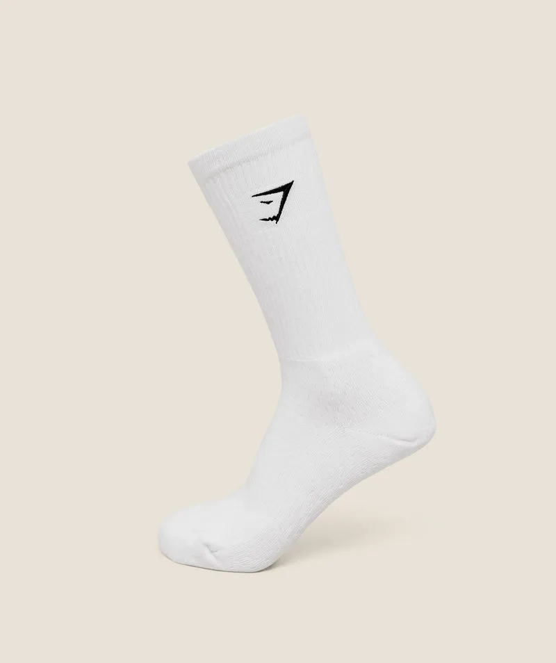 Gymshark Premium Sharkhead Crew Sock - White