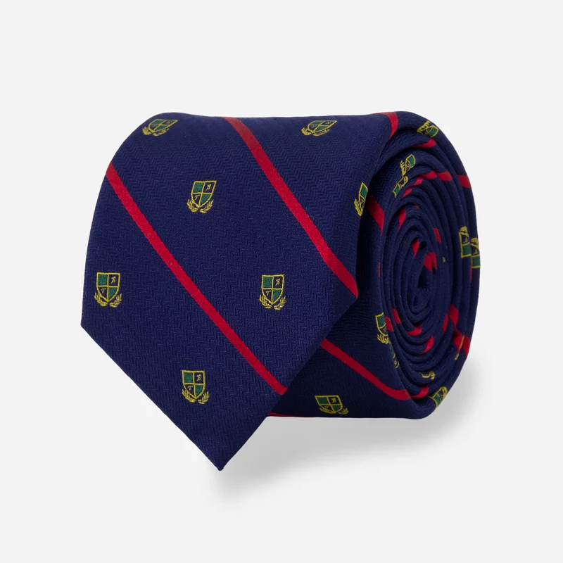 Alma Mater Heritage Crest Logo Stripe Navy Tie
