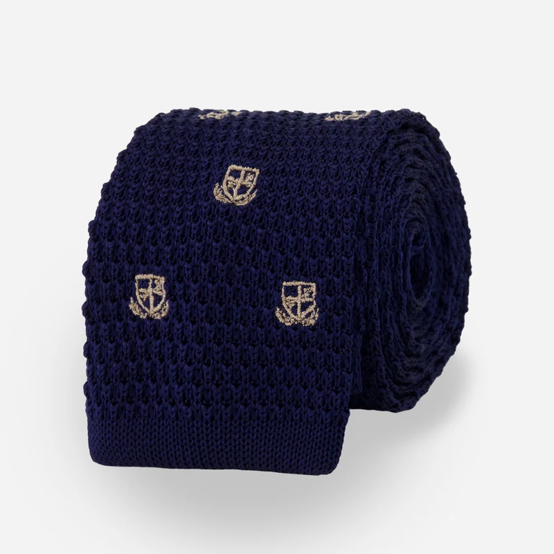 Alma Mater Heritage Crest Logo Knit Navy Tie