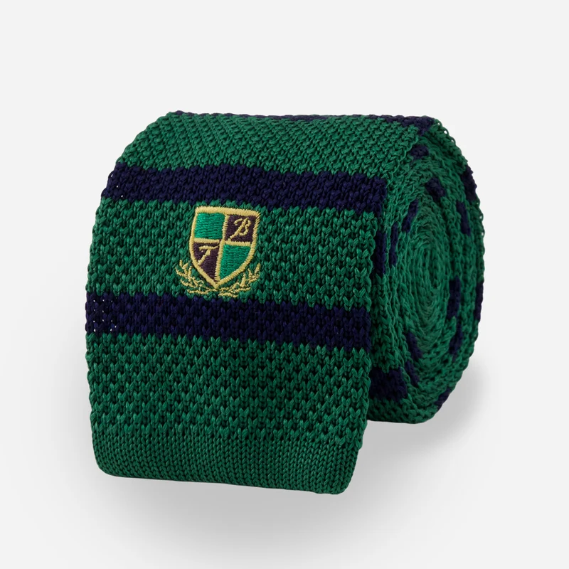 Alma Mater Heritage Block Stripe Knit Hunter Green Tie