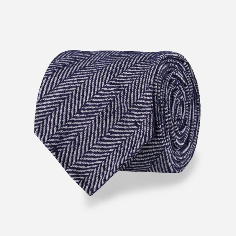 Affinato Herringbone Denim Blue Tie