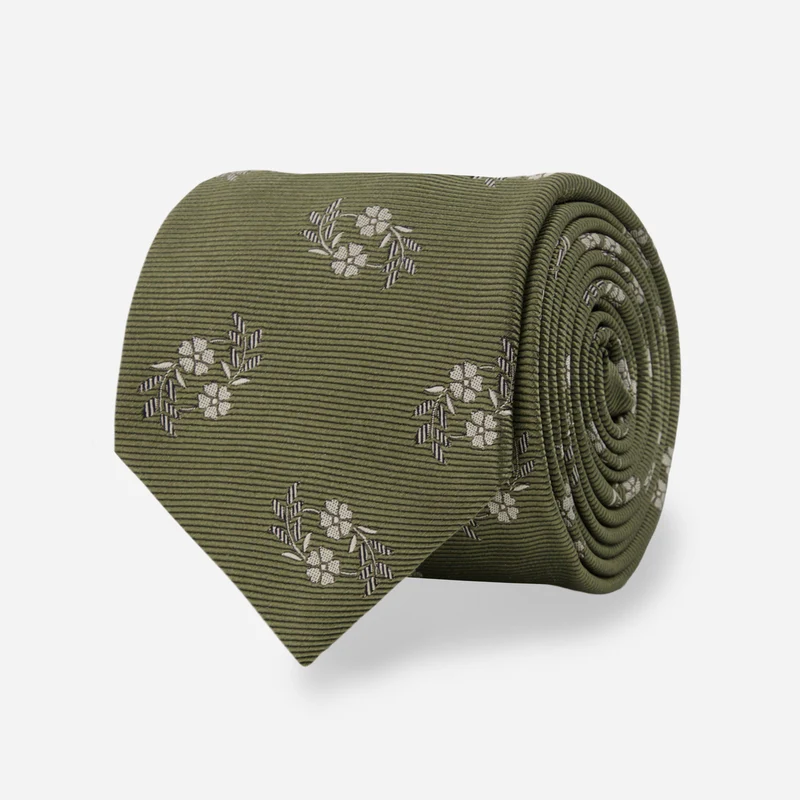 Ferrara Floral Olive Tie