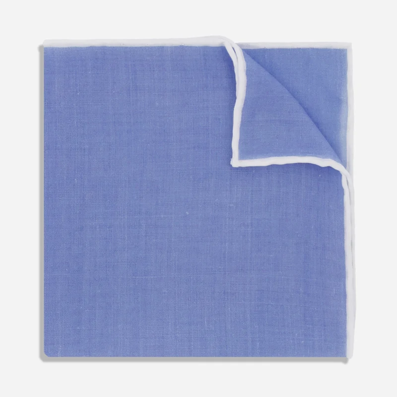 Linen With White Border Pale Sky Pocket Square