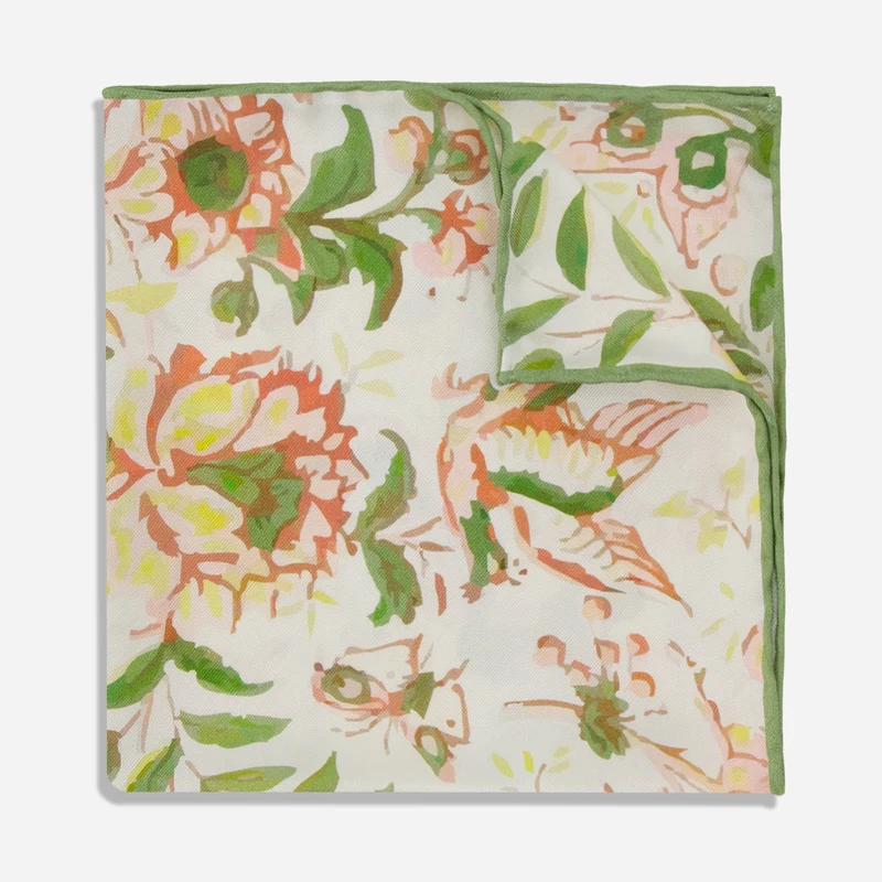 Wild Flora Ivory Pocket Square