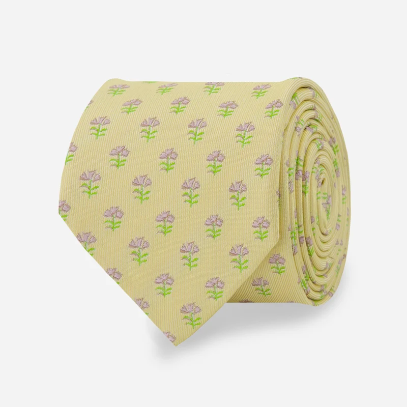Prairie Study Floral Sunwash Yellow Tie