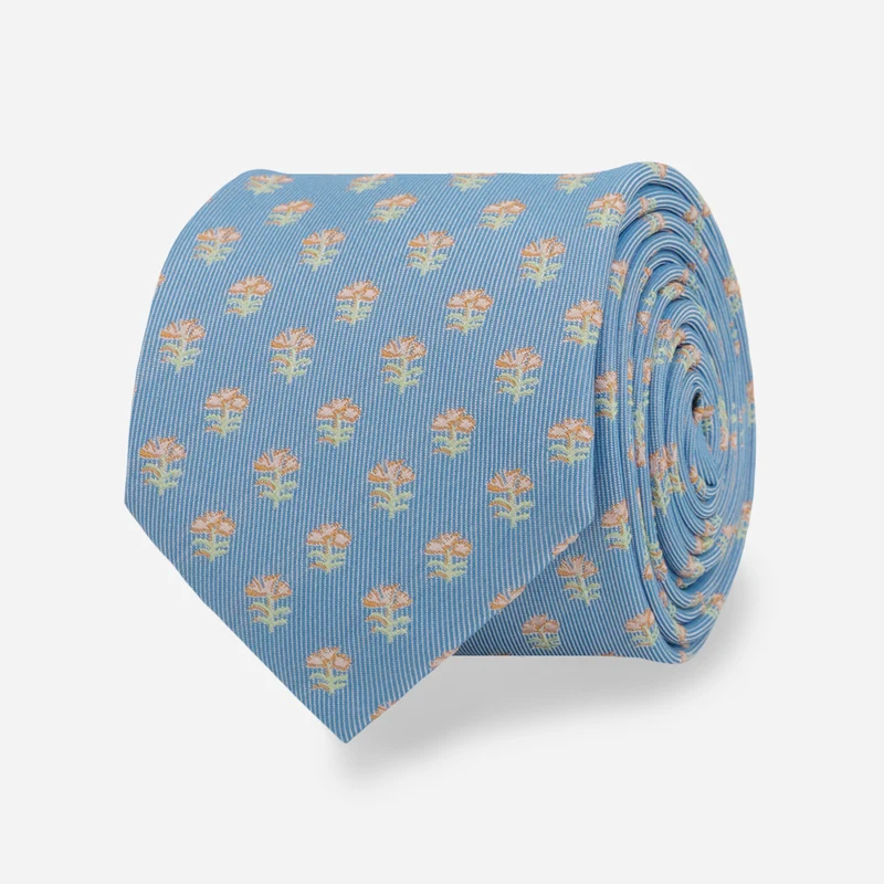 Prairie Study Floral Dusty Blue Tie