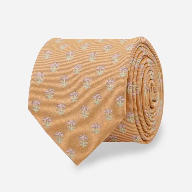 Prairie Study Floral Apricot Tie