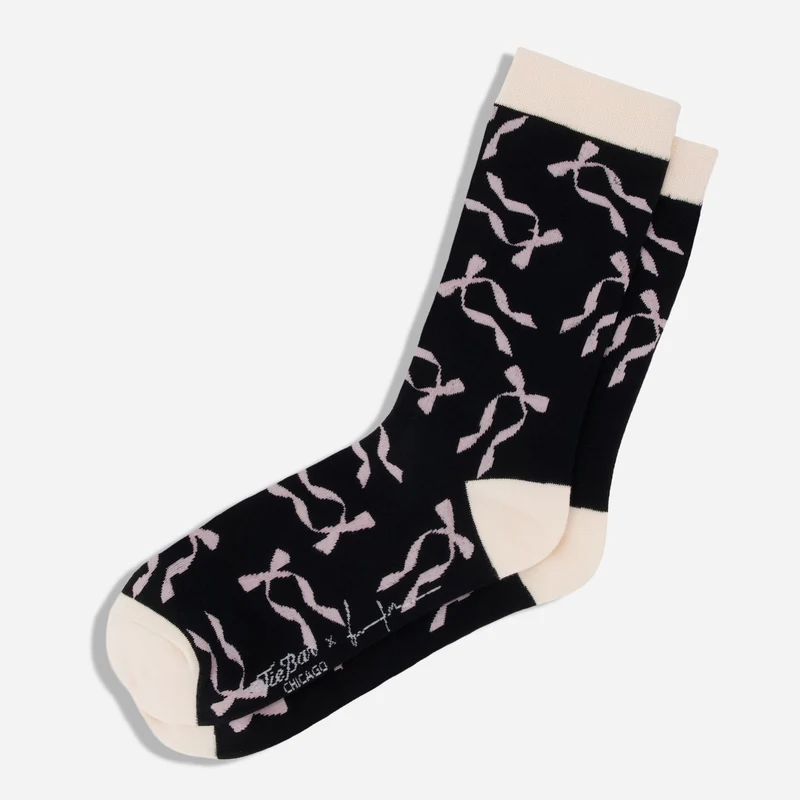 Brendan Fernandes x The Tie Bar Pretty Bows Black Dress Socks