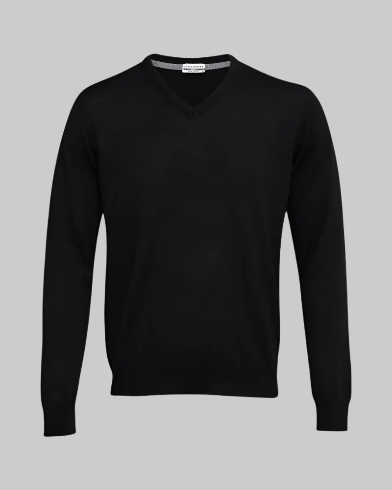 Black V Neck Merino