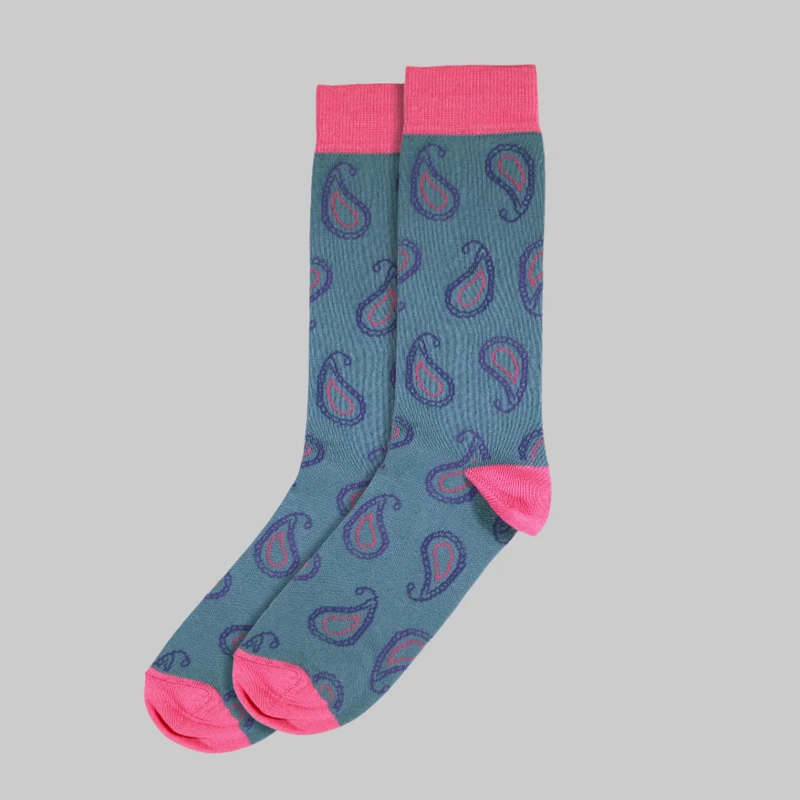 Steel Blue Paisley Sock