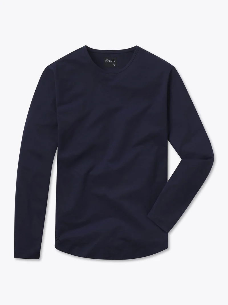 AO Long Sleeve Curve-Hem Tee | Pacific Blue Signature-fit PYCA Pro®