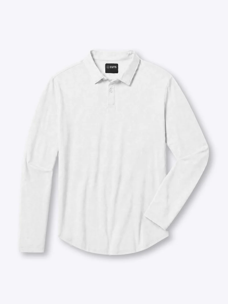 AO Long Sleeve Polo | White Signature-Fit PYCA Pro®