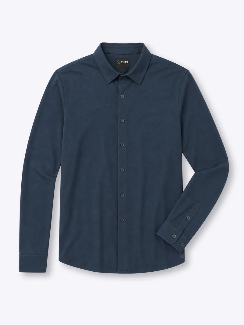 AO Long Sleeve Button Up | Pacific Blue Signature-Fit PYCA Pro®