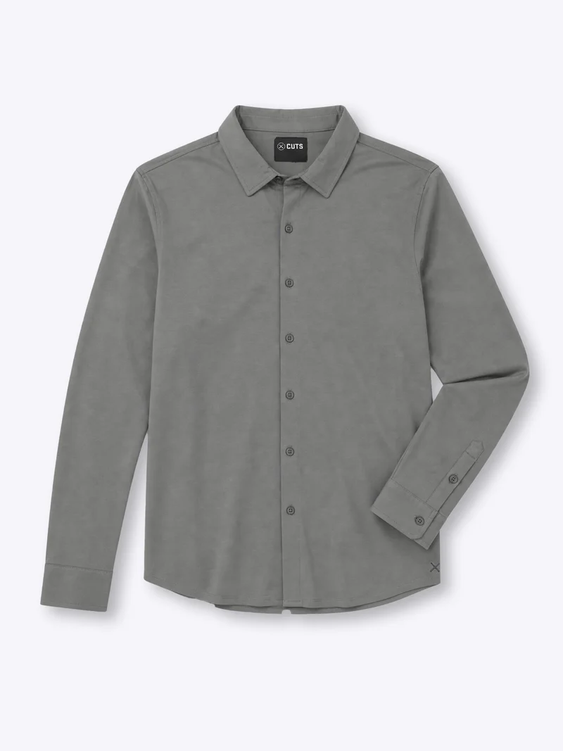 AO Long Sleeve Button Up | Charcoal Signature-Fit PYCA Pro®
