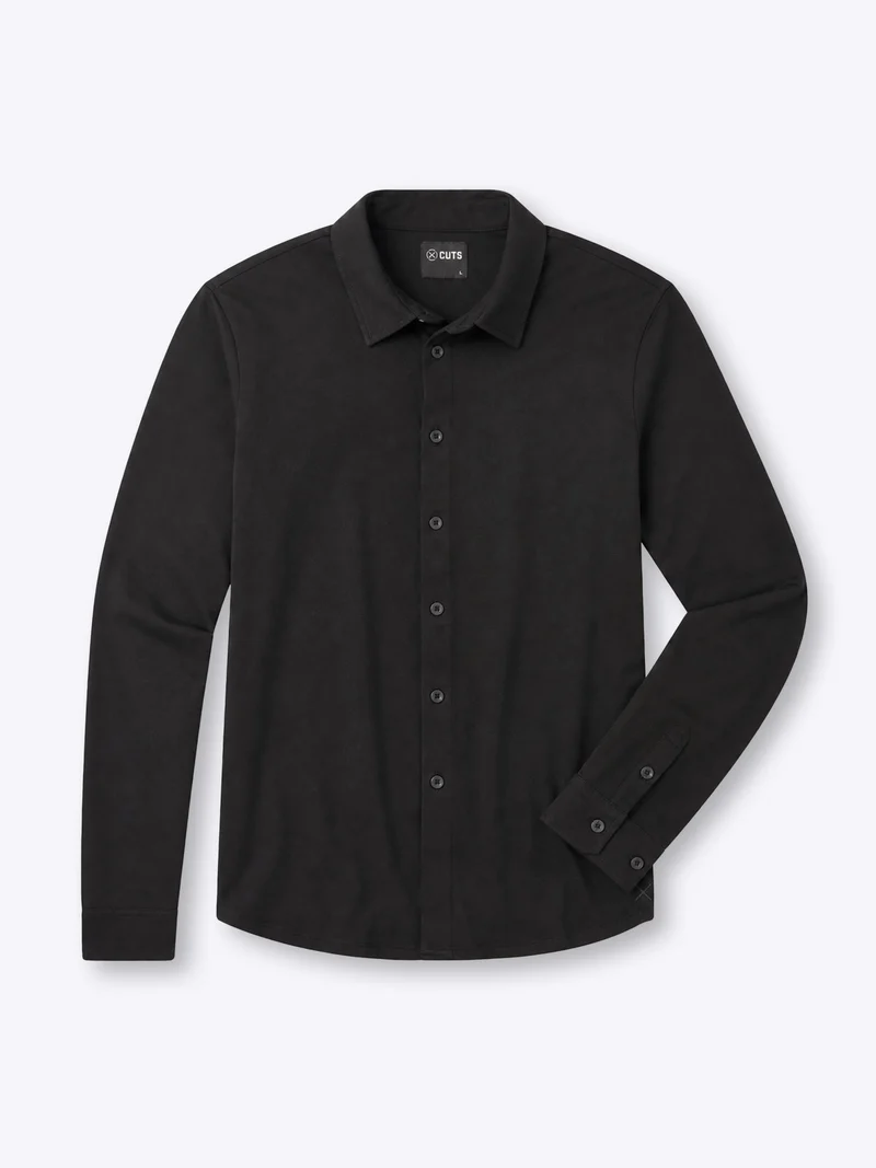 AO Long Sleeve Button Up | Black Signature-Fit PYCA Pro®