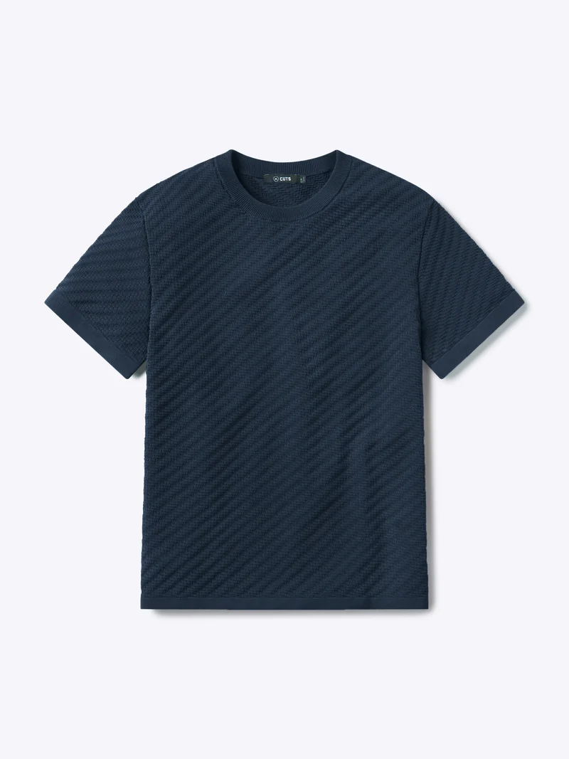 Riviera Knit Textured Tee | Pacific Blue Signature-Fit