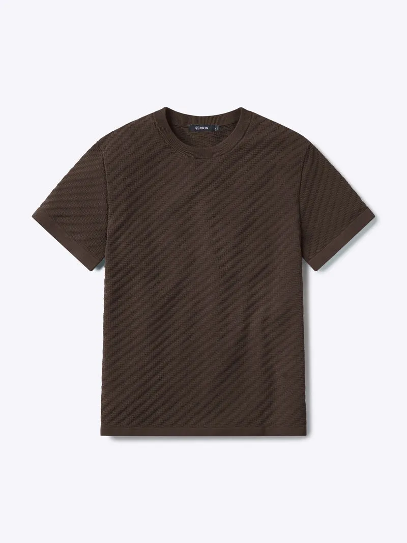 Riviera Knit Textured Tee | Burnt Oak Signature-Fit