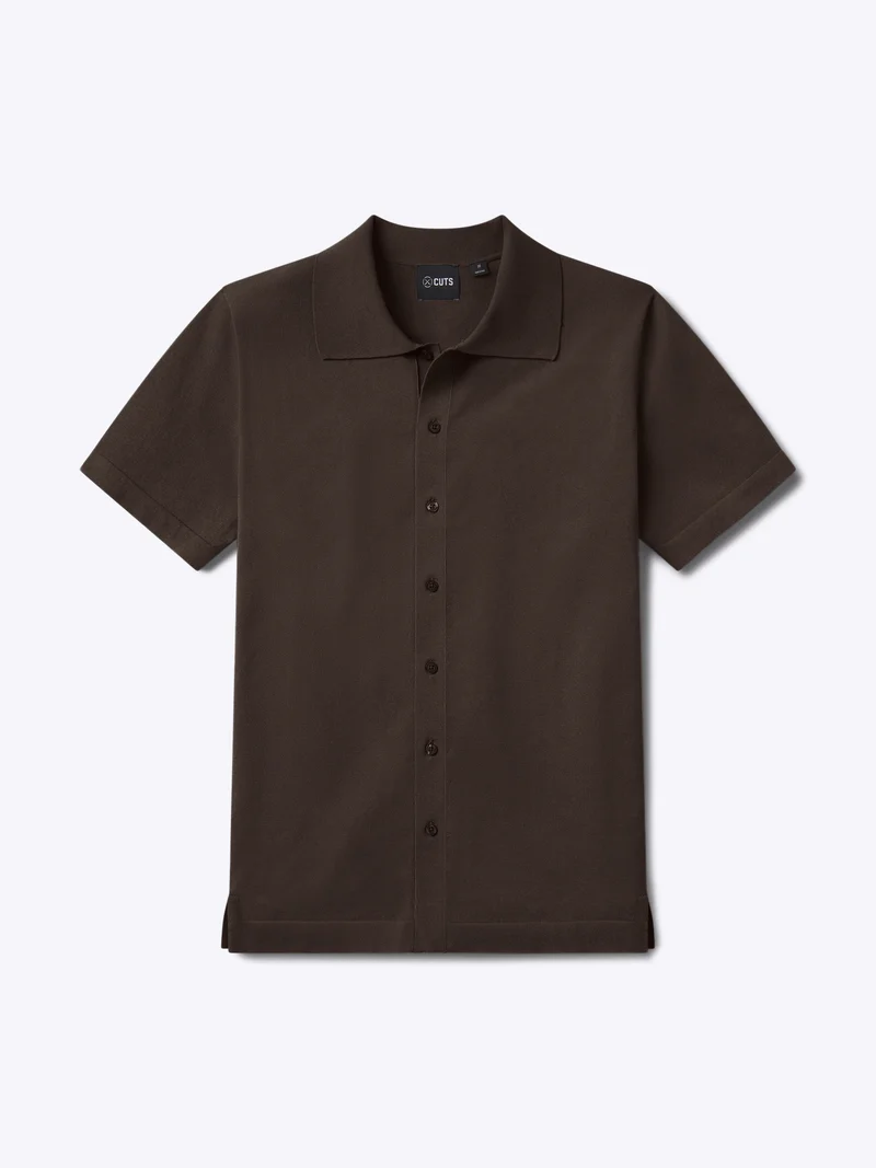 Riviera Knit Button Up | Burnt Oak Signature-Fit