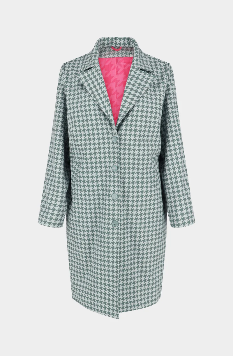 Grey houndstooth polyester waterproof coat